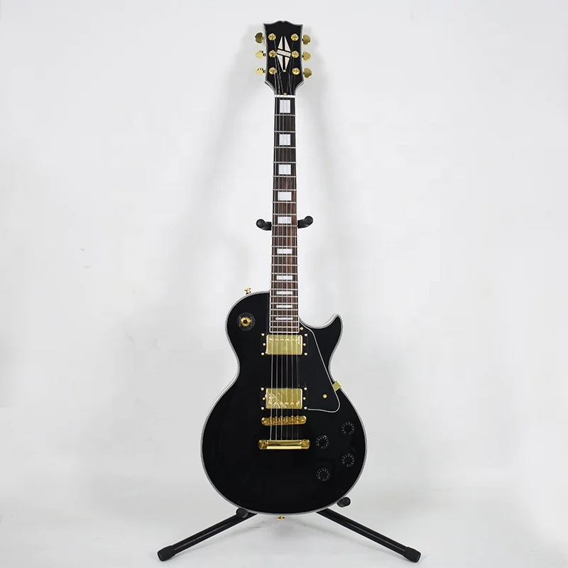 Krait 6 string electric guitar black color golden hardware mahogany body mahogany neck OEM guitar factory outlet