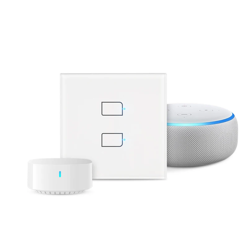 BroadLink Touch Switch EU Standard  AC230v Switch 2Gang Single Control Wall Lamp Touch Switch