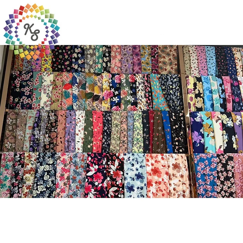 3068 искусственный шелк Stocklot 100% искусственный шелк Чаллис цветочный принт искусственная ткань