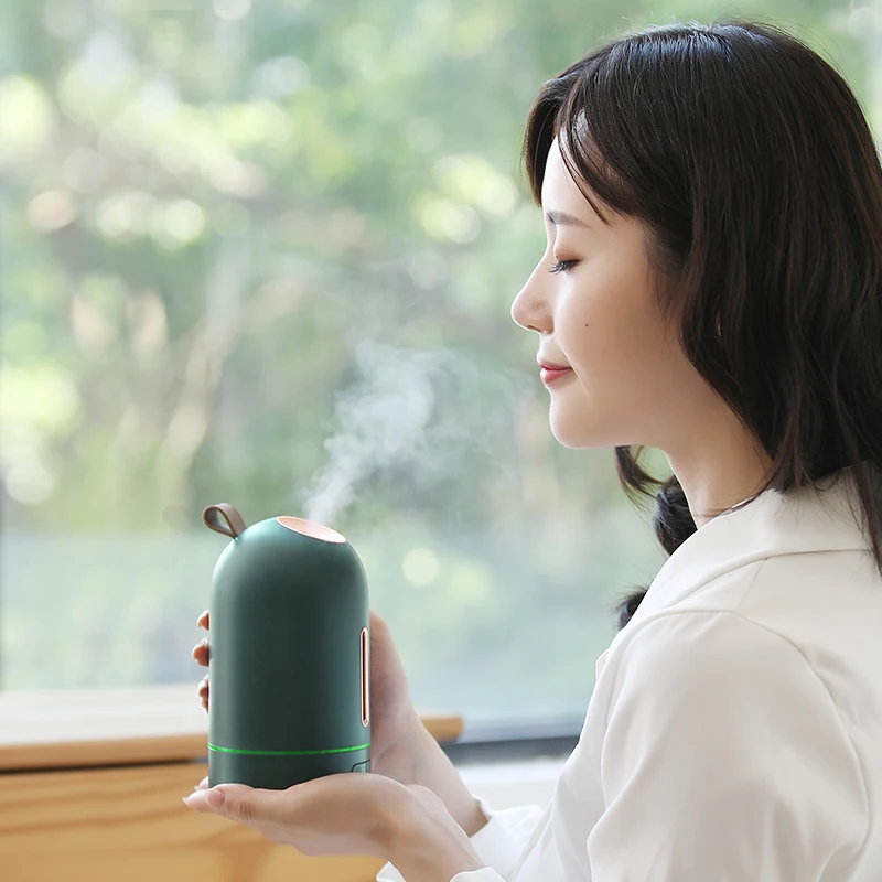 New design 260ml Cool Mist Personal Space 180 degree rotating Ultrasonic Mini Led Humidifier