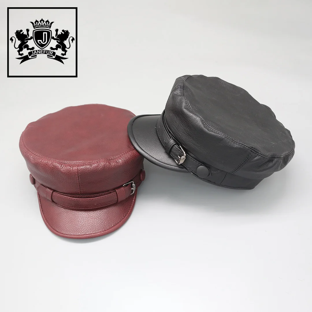 Модные плоские кепки унисекс из коровьей кожи, армейские кепки, женские военные кепки на заказ