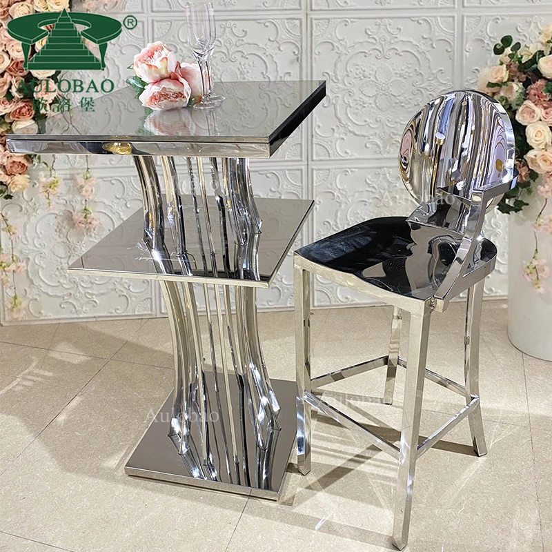 Latest bar furniture rose gold stainless steel armrest high bar stools bar chairs