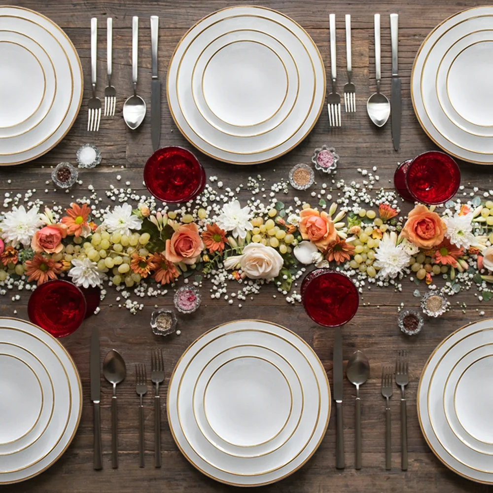 High Quality fine bone china tableware used restaurant dinnerware for wedding tableware