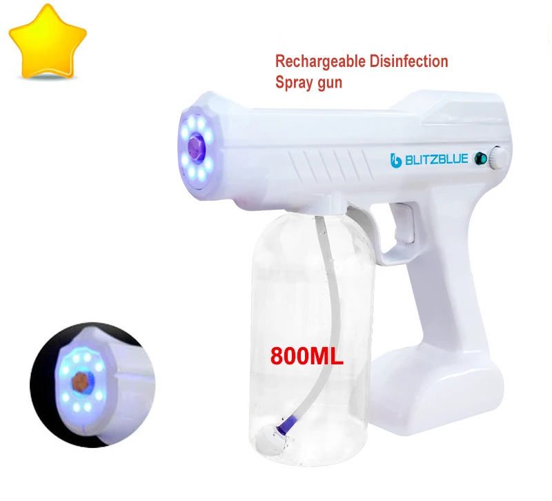 
Blitzblue portable wireless nano cold spray fog machine 800 ml blue ray sprayer disinfection gun 
