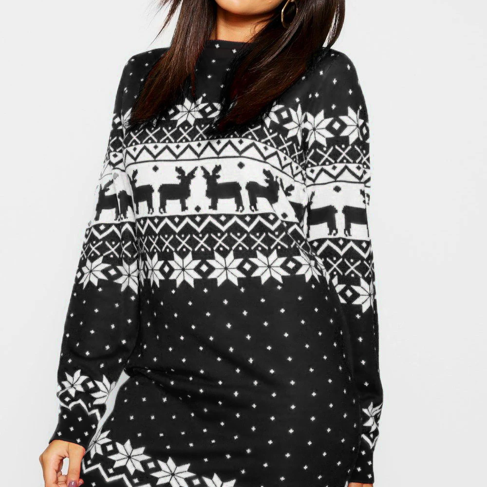 
Round neck printed long sleeve short plus size t shirt dress women 