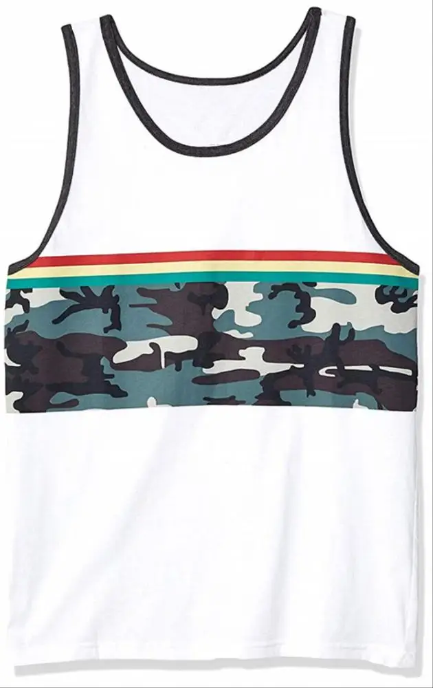 OEM Service Custom Logo Print Sports mens tank top sleeveless beach vest gym tank top