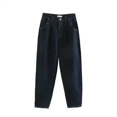 Customized Jeans Women 2020 Loose Casual Harem Pants Boyfriends Mom Jeans Streetwear Denim Pants Pleated Trousers Slouchy Jeans