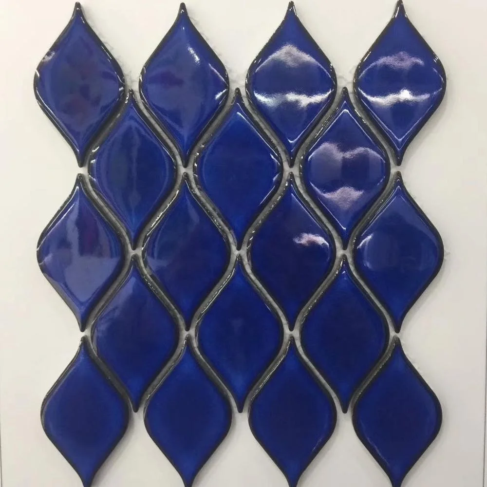 Leaf Shape Ceramic Mosaic Glass Mosaic Tiles Swimming Pool Tile