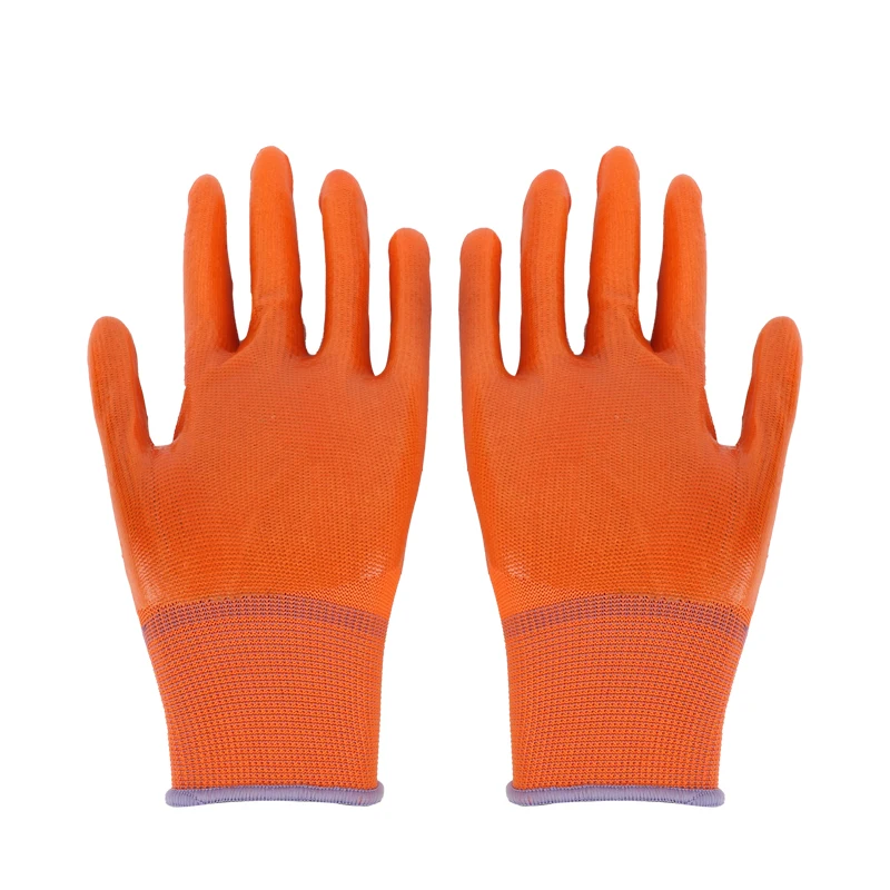 PVC coated orange nylon knitted protective safety work glove