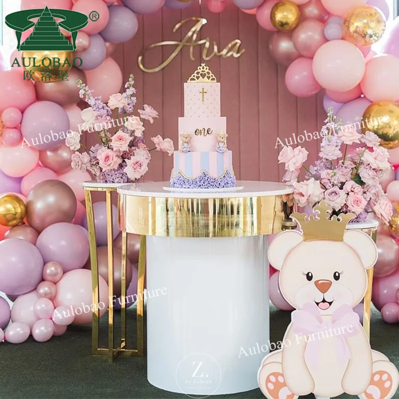 Свадебное украшение, Золотой металлический круглый элегантный свадебный стол для торта