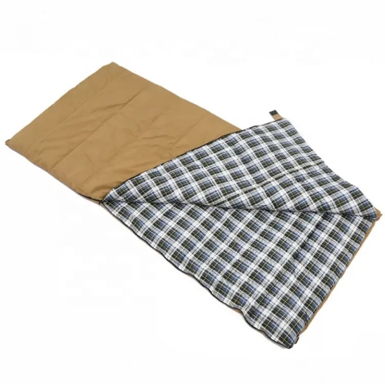 3 Season Warm and Comfortable 100% Cotton Flannel Camping Sleeping Bag for Cool Weather