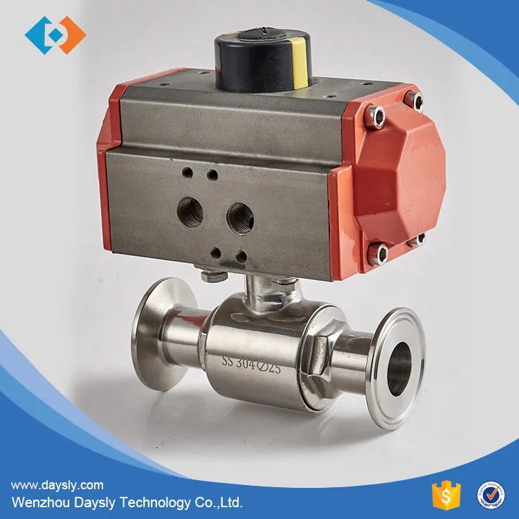DN40 304 Stainless Steel Pneumatic Three Pieces Ball  Valve