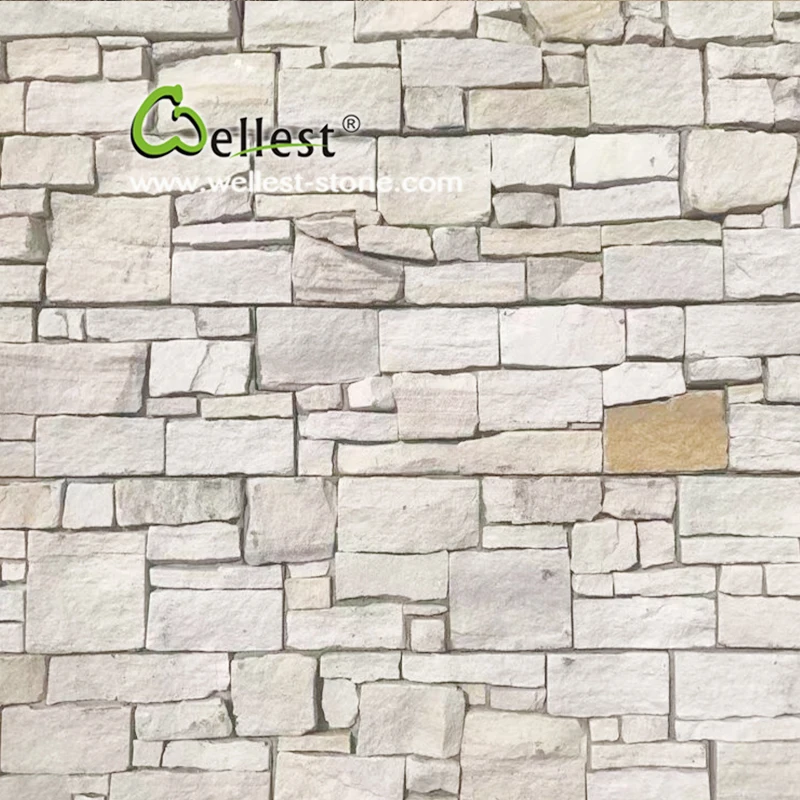 white beige sandstone for exterior wall cladding stone tile