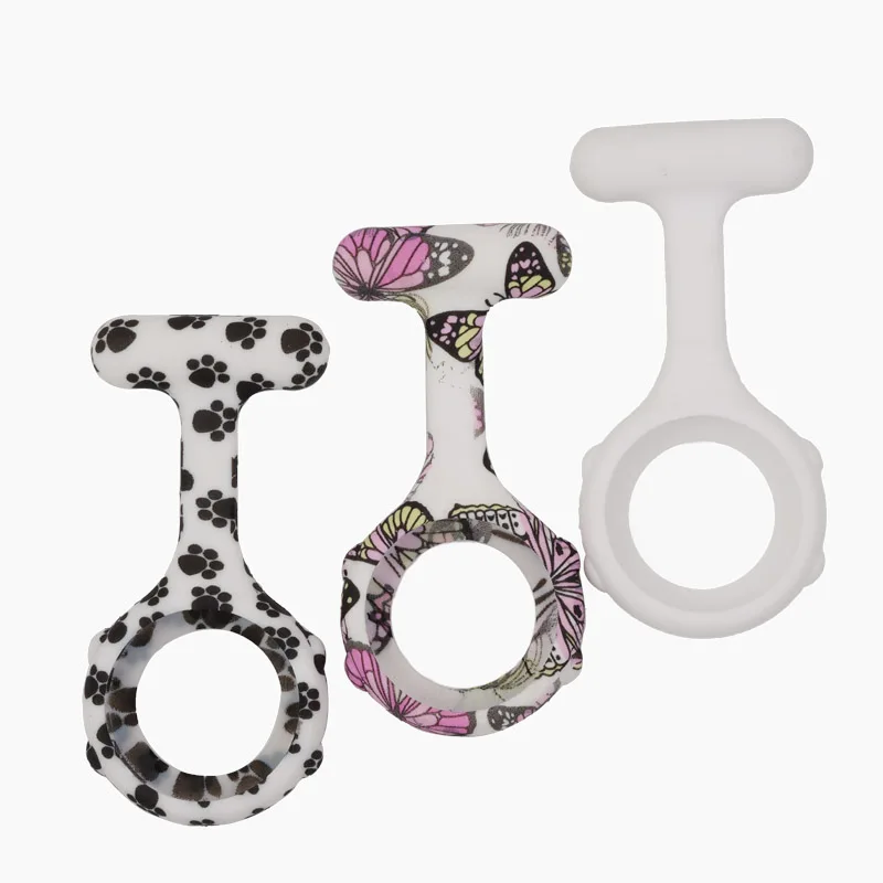 Printed Butterfly Rubber Doctor Fob Pocket Nurse Watch Medical Gift Hospital Silicone Case for Silicone