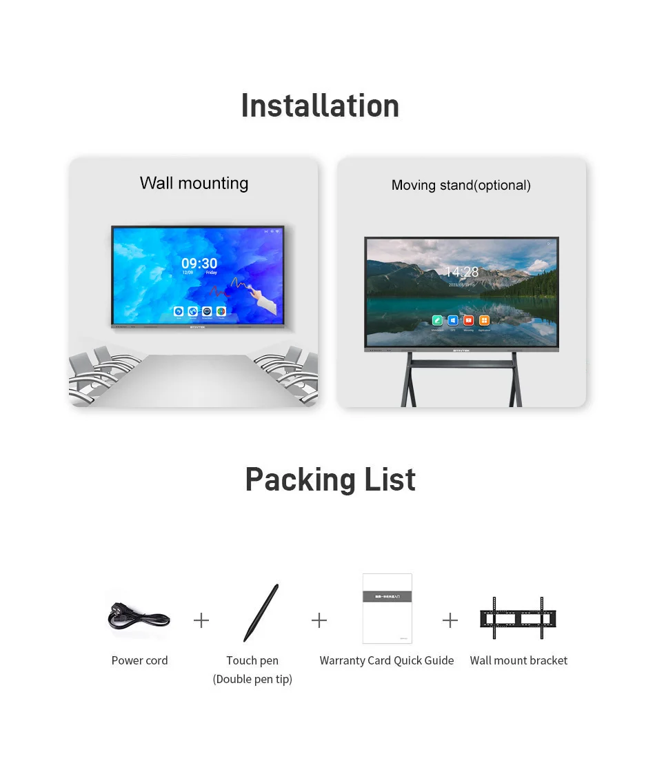 smart class stand wall free mounted digital with lcd screen for teaching 84 inch interactive white board for teaching