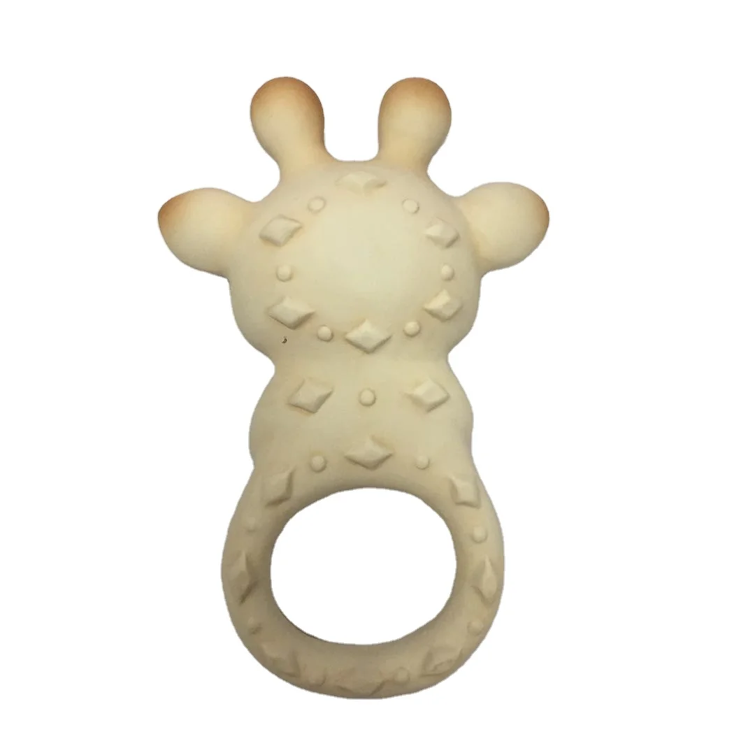 
BPA Free Custom Baby Natural Rubber Infant Teether toys Animal Ring 