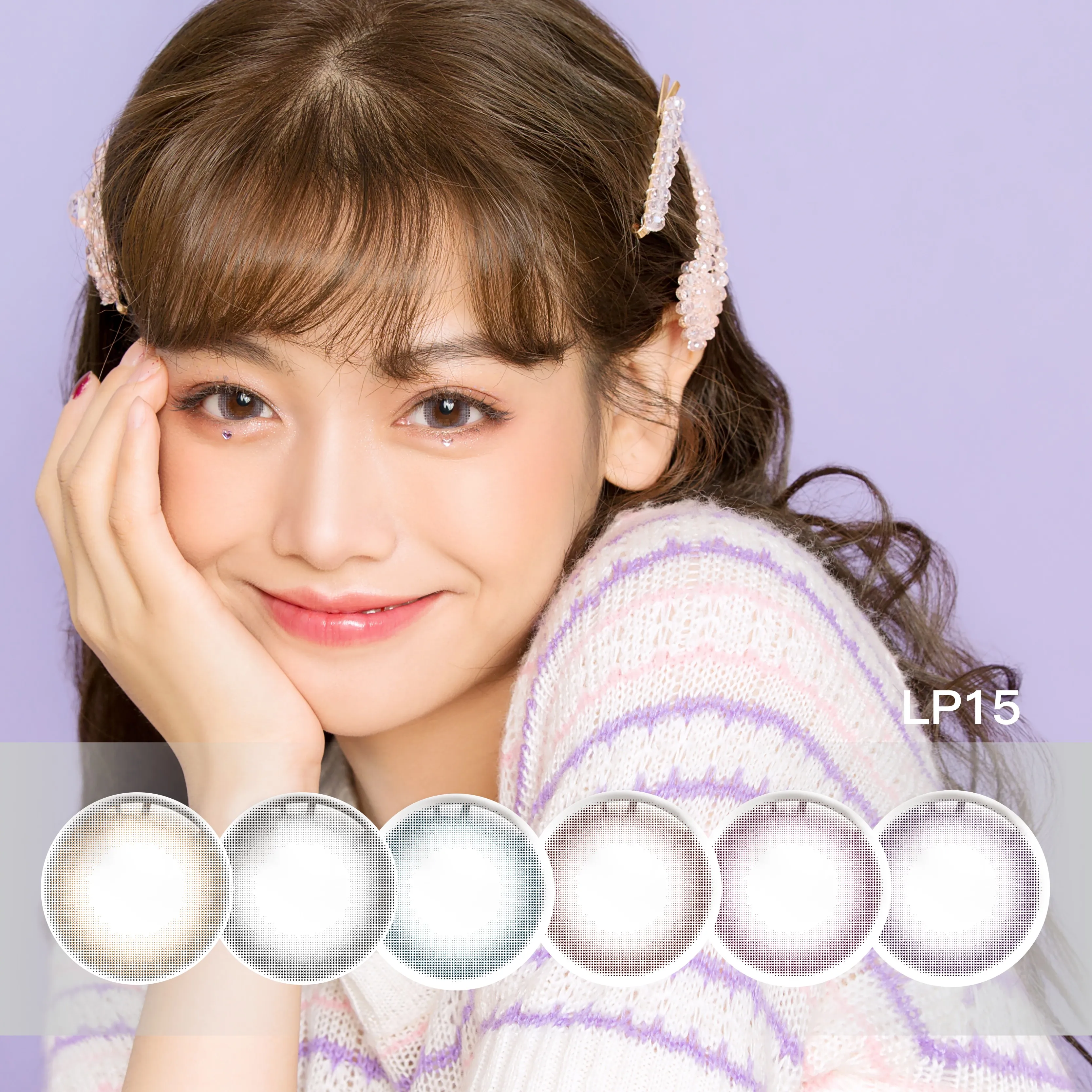 Eyes Myopia  One Pair Color Contact Lens,Beautiful Style 6 Monthly Disposable Colour Lenses Contact//