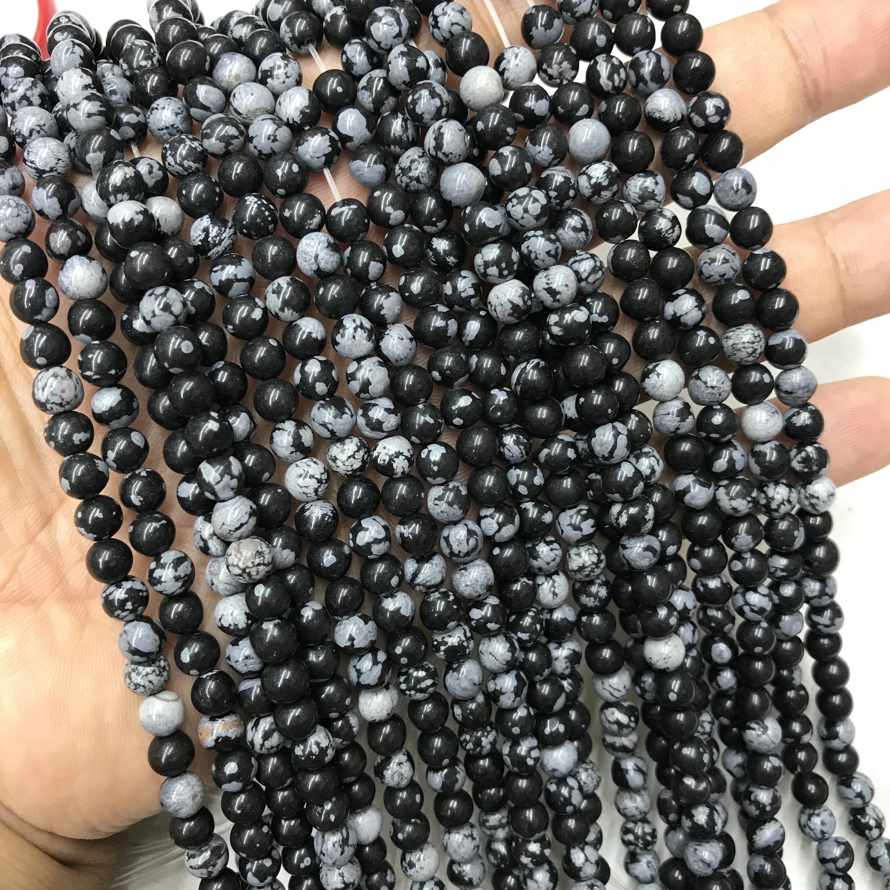 6mm round natural snowflake jasper gemstone semiprecious stone beads