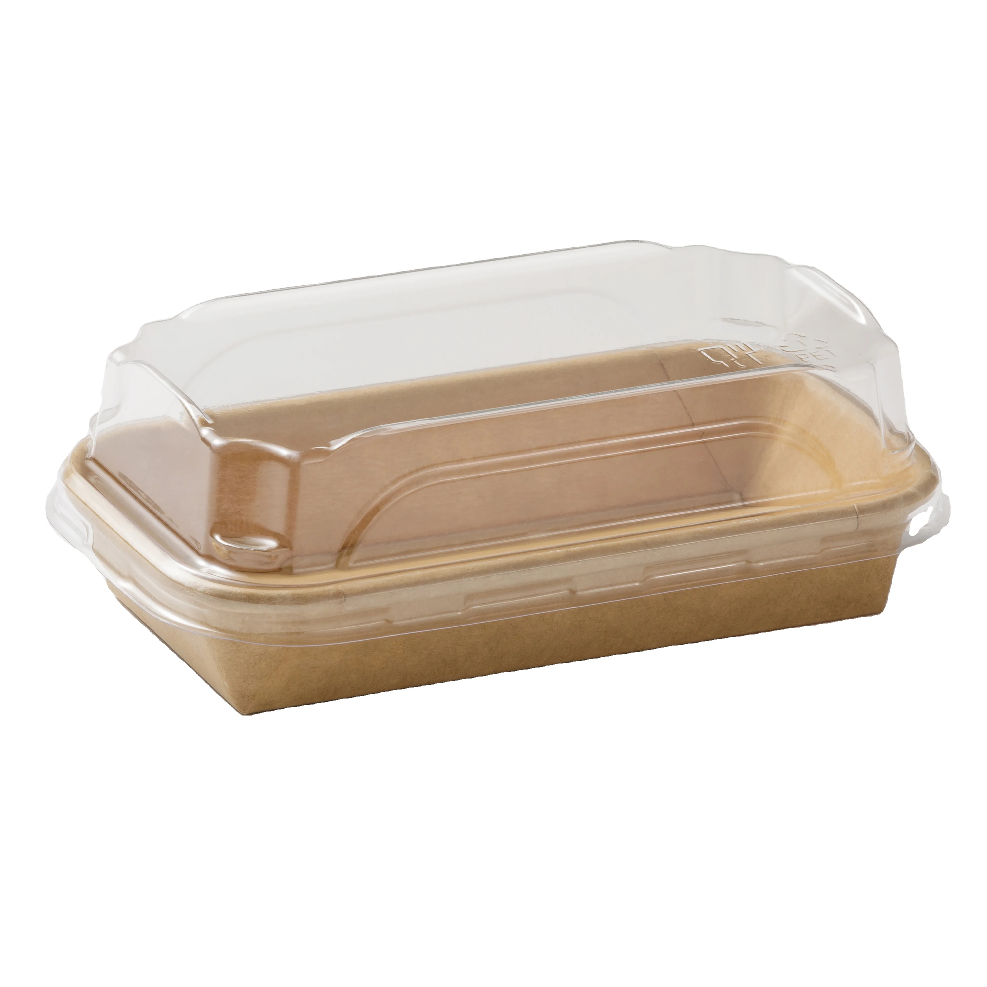 SM7-1100 Eco Sushi Container Friendly Food Grade Brown Paper Sushi Tray with single PE/double PE/double biobased