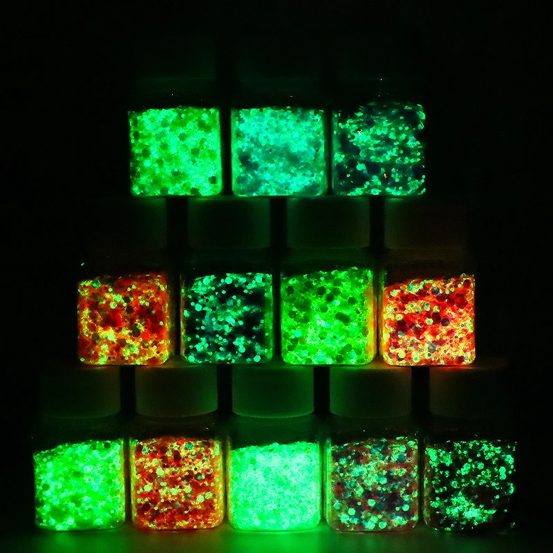 Free sample 12 Colors Nail Art Glitter Epoxy resin DIY Craft Glitter Glow in the dark glitter