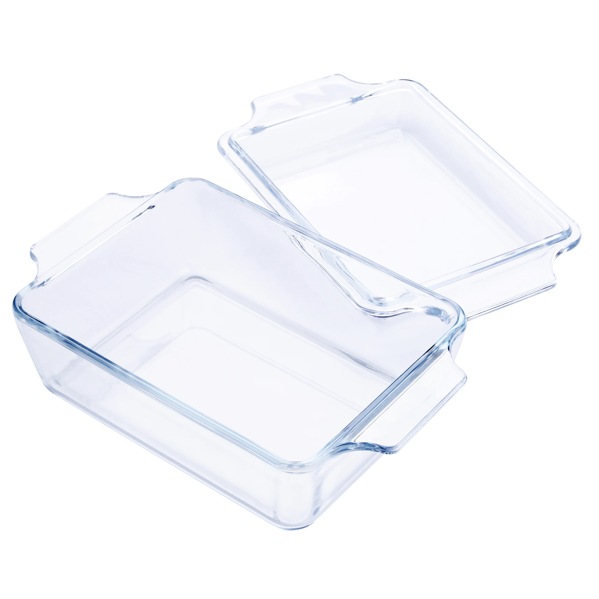 1L Clear Rectangular Heat Resistant Borosilicate Tempered Glass Casserole Baking Pot with Glass Cover