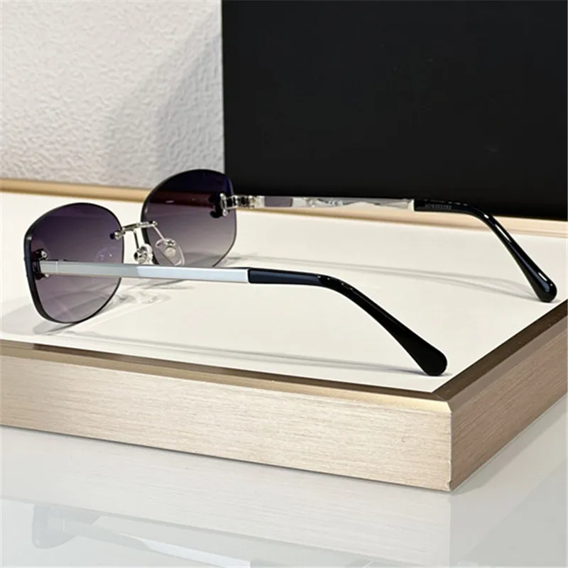New 2024 Brand Designer Women CC Diamond Rimless Sunglasses Luxury Poly Styrene Lenses Mirror Glasses UV400 Eyeglasses
