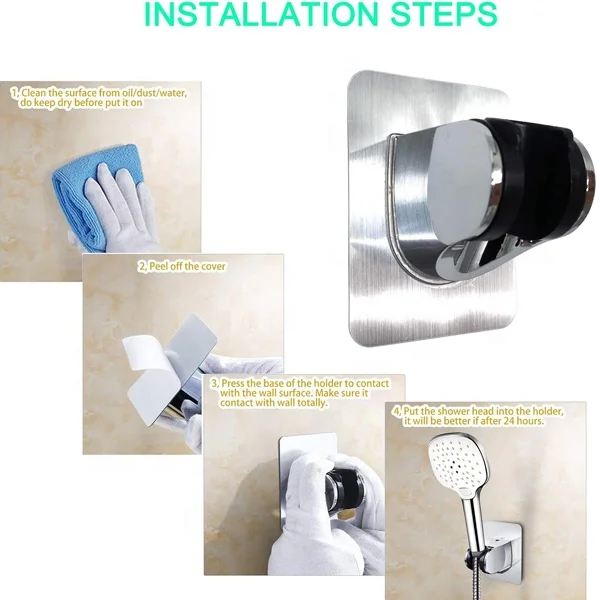 NZMAN Best Strong Adhesive and Waterproof Shower Head Holder, Adjustable Handheld Shower Holder Wall Mount Shower Bracket SB001