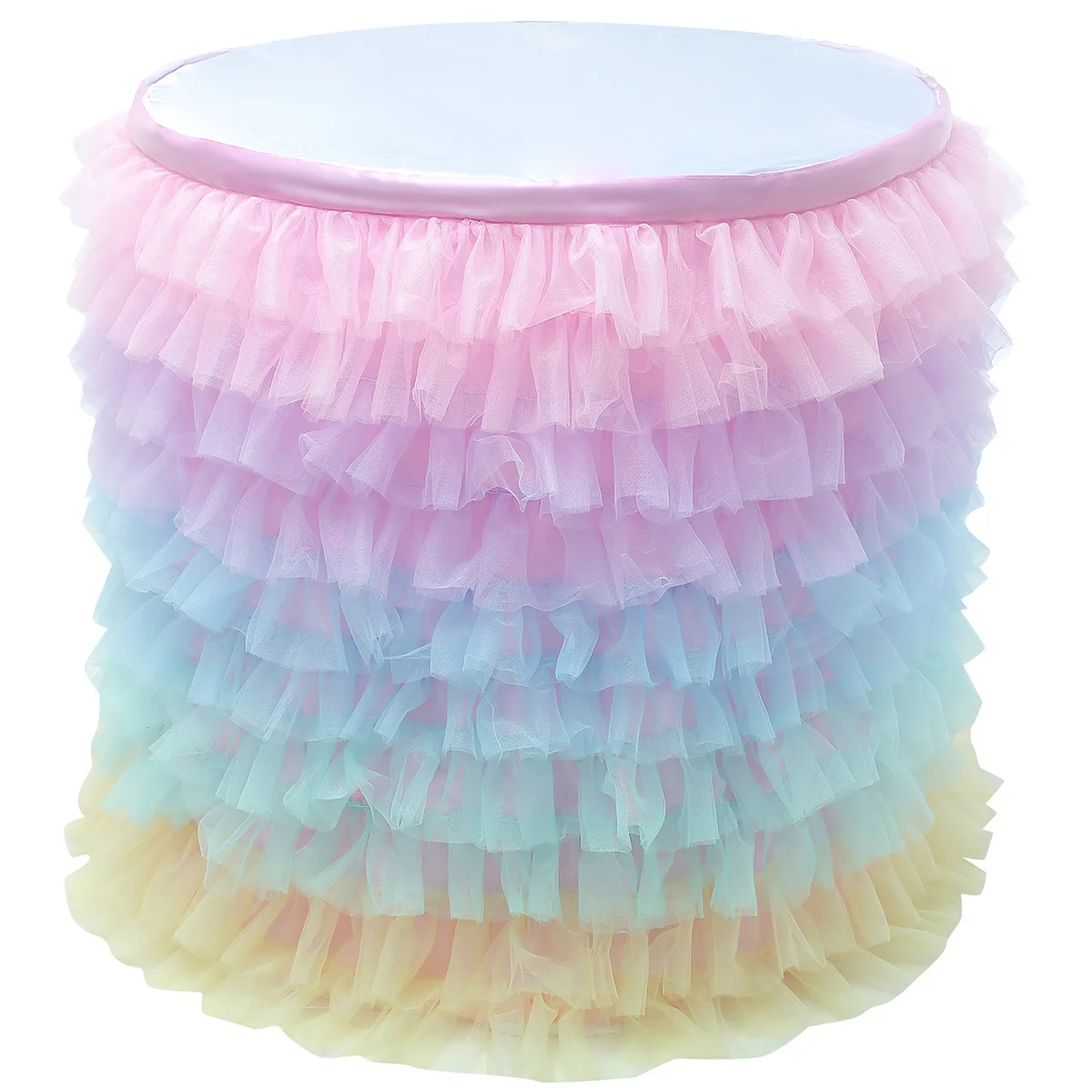 Colorful Fancy Tutu Table Skirt for round table different design of table skirting for birthday wedding banquet