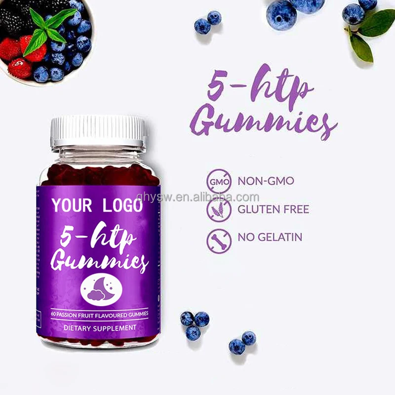 OEM ODM 5-HTP Supplements Melatonin Sleep Gummies Improve Relax Promote Sleeping Deep Melatonin Gummy Candy