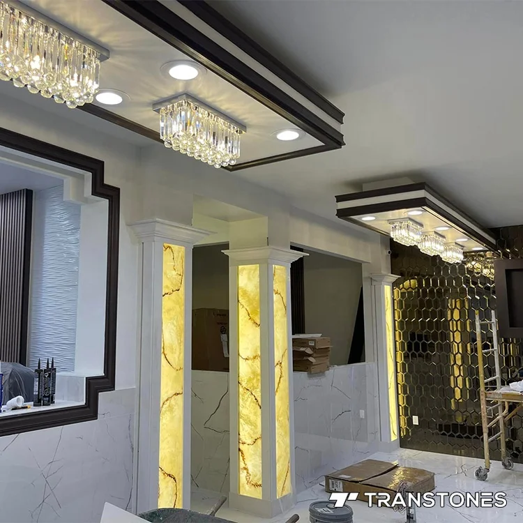 Flexible Alabaster Wall Panel Yellow Onyx Translucent Alabaster Onxy Stone For Indoor Column