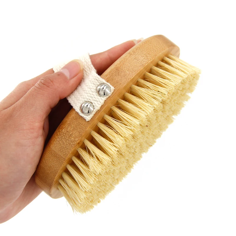 Amazon Bestseller Bathroom Gift Products Natural Wooden Bamboo Dry Shower Head Body Bath Brush for Cleaning Skin