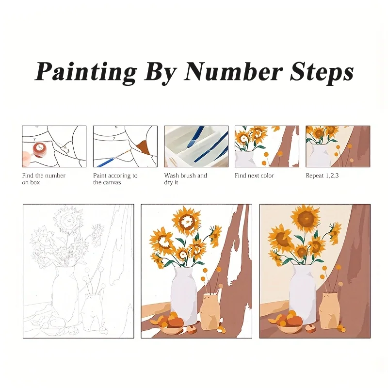 Custom High Quality Flowers DIY Painting By Numbers Acrylic Paint By Numbers HandPainted Oil Painting On Canvas For Home Decor