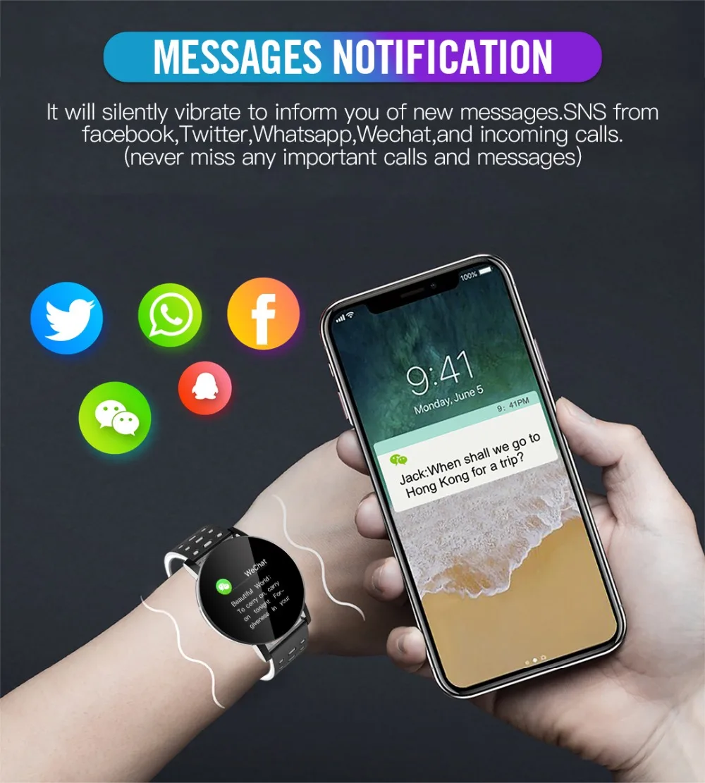 
Innoliance 119 Plus Brasalet Android Sleep Monitor Call Band Wristband Smartwatch Bracelet Reloj Inteligente Smart Watch 