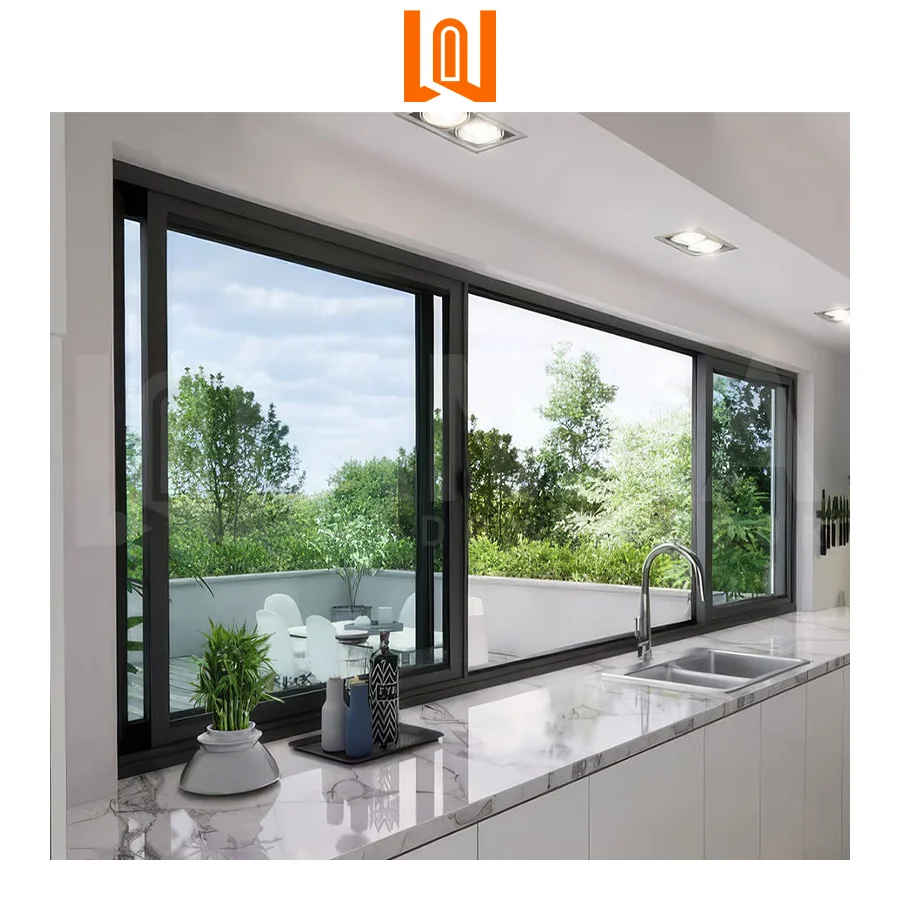 Waterproof residential glass window hurricane impact aluminium sliding windows double glazed sliding windows