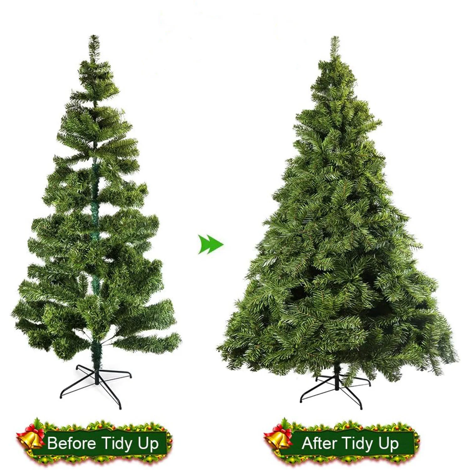 Artificial Holiday Pin Tree with Solid Foldable Metal Stand 6FT Christmas Tree