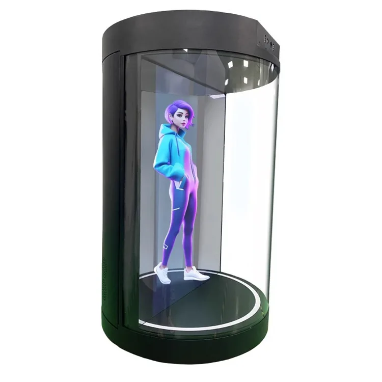 21.5 Inch Plug&Play Ai Interaction Holographic Cabinet Holo Tube 3D Hologram Cylinder Transparent Display For Exhibition Museum