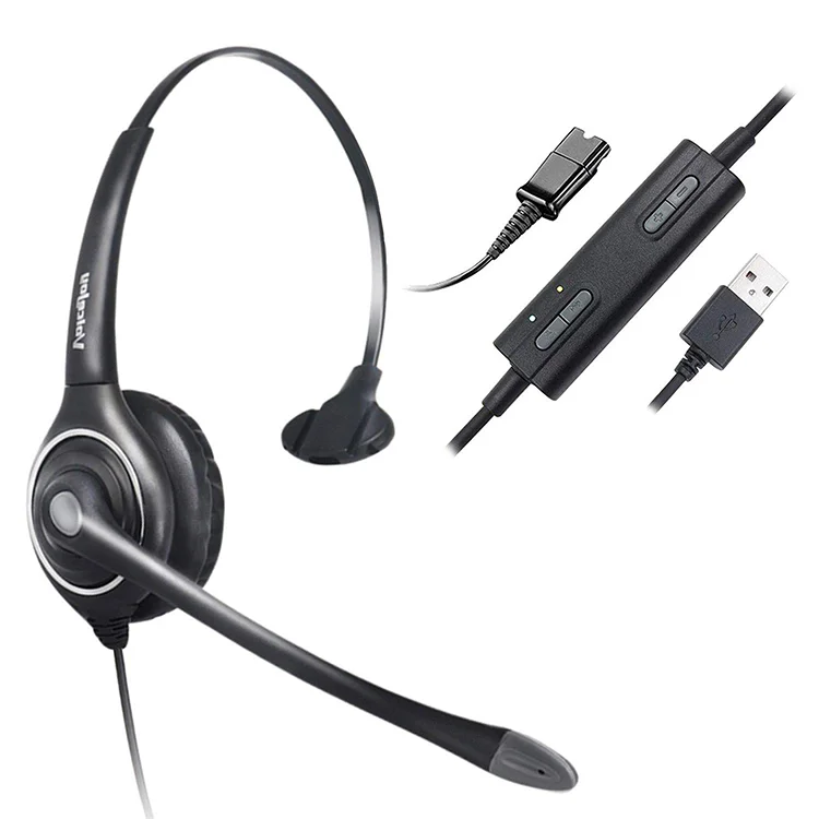 Monaural USB Headset with Noise Cancelling Microphone ,Quick Dsconnect to USB Adapter Included