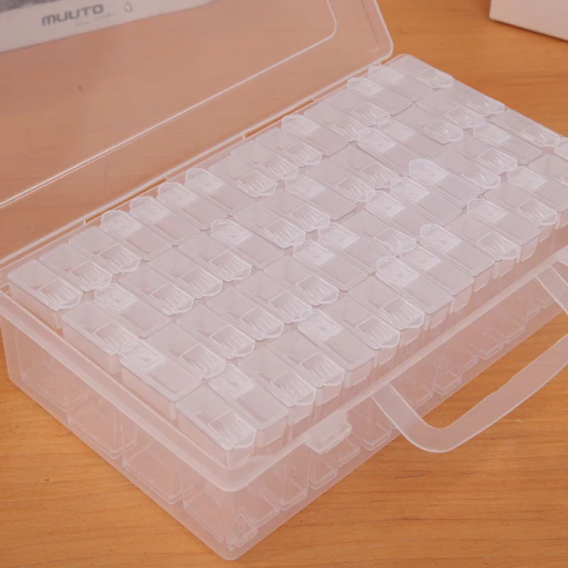 Diamond Painting Box Storage Containers with 200pcs Label Stickers 64 Grids 5D Storage Boxes & Bins Plastic White Modern 400g