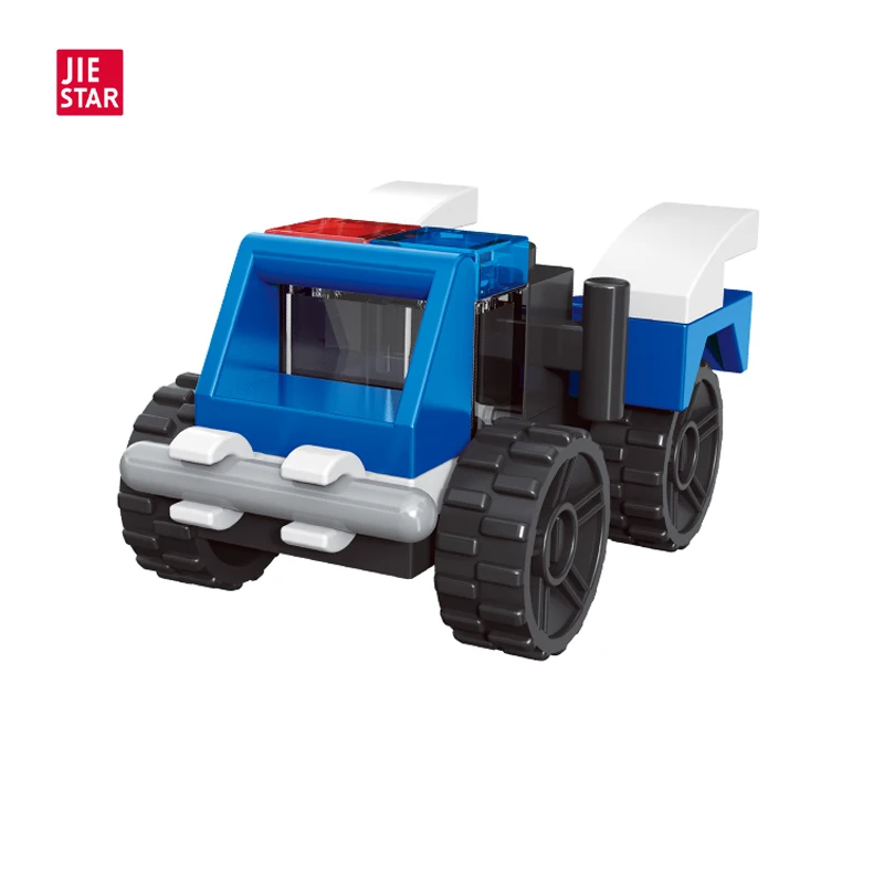 JIESTAR 19 pcs small mini city police patrol vehicle guard car building block set little cheap easter egg surprise egg filler