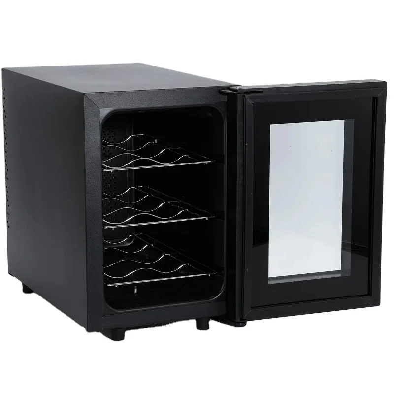 China Supply 13l 6 Bottles Wine SPCC ABS Tempered Glass Temperature Adjustment Application For Home Apartment Bar Wine Cabinet