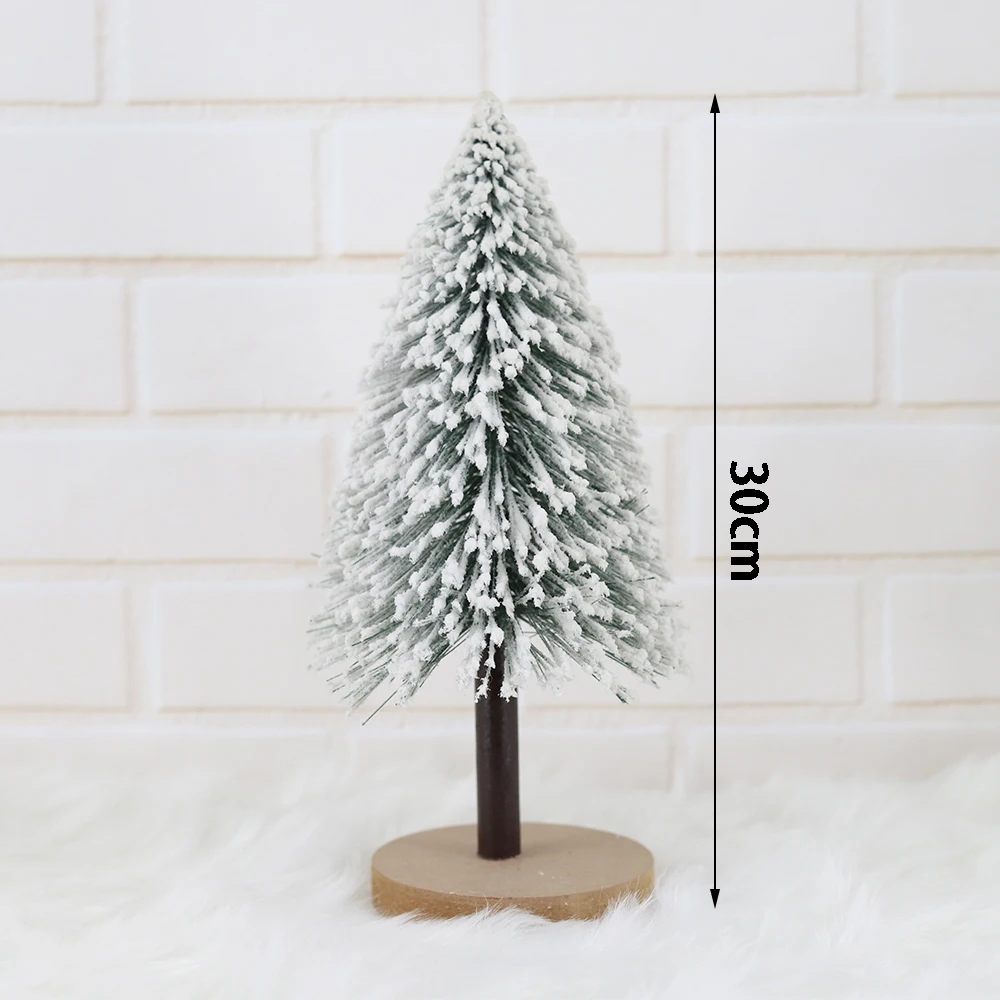Festive Winter Holiday Table Decor LED Light Snow Flocked Miniature Christmas Pine Tree