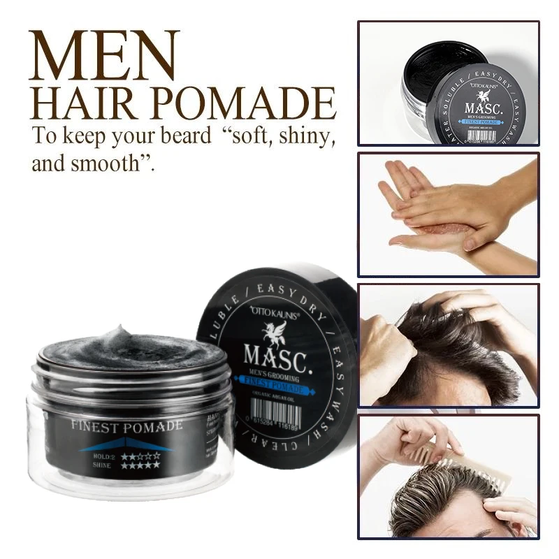 MASC Manufacturer OEM ODM Private Label High Hold Shine Finish Hair Styling Pomade Argan Oil Hair Wax For Men Or Women