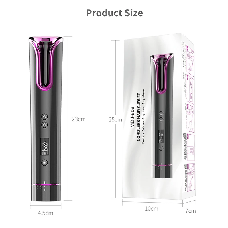 Wireless Portable Automatic Curling Iron Auto Rotating Electric Cordless Hair Curler Wand