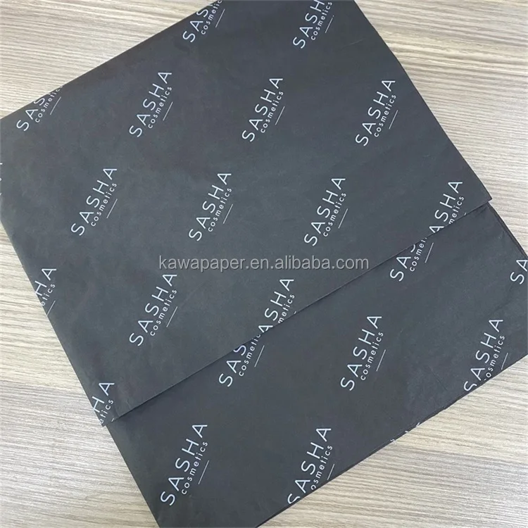 Custom Logo Luxury Packing Black Golden Gift Silk Wrapping Tissue Paper