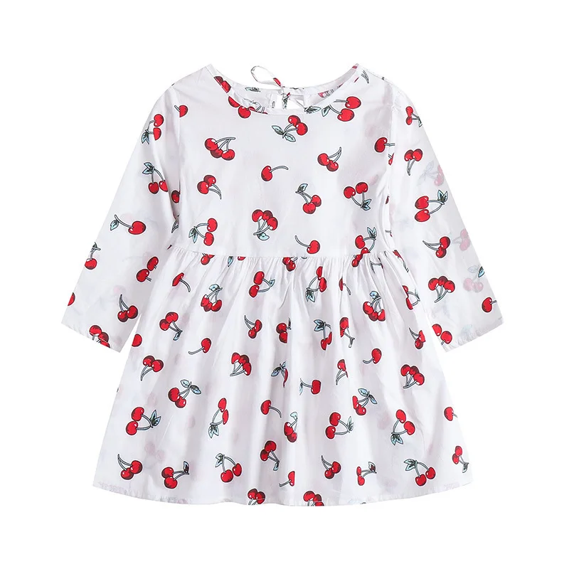 2022 Spring Autumn Nice Flower Print Baby Toddler Girl Long Sleeve Floral Print Knit Tiered Dress Kids Dresses For Girls