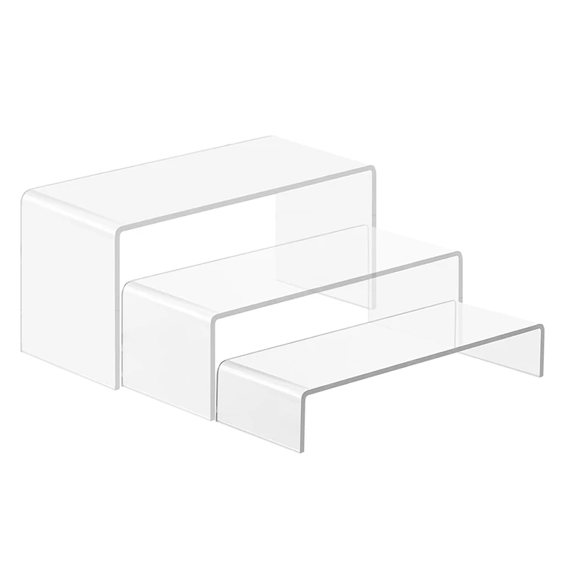 3 Pcs Rectangular Clear Acrylic Showcase Collectibles Display Stands For Retail Shoe Showcase Jewelry Pop Figures