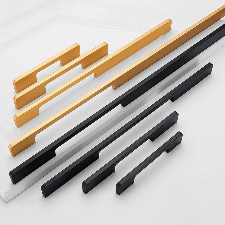 TOPCENT black long aluminium alloy handle for bedroom dresser wardrobe handle