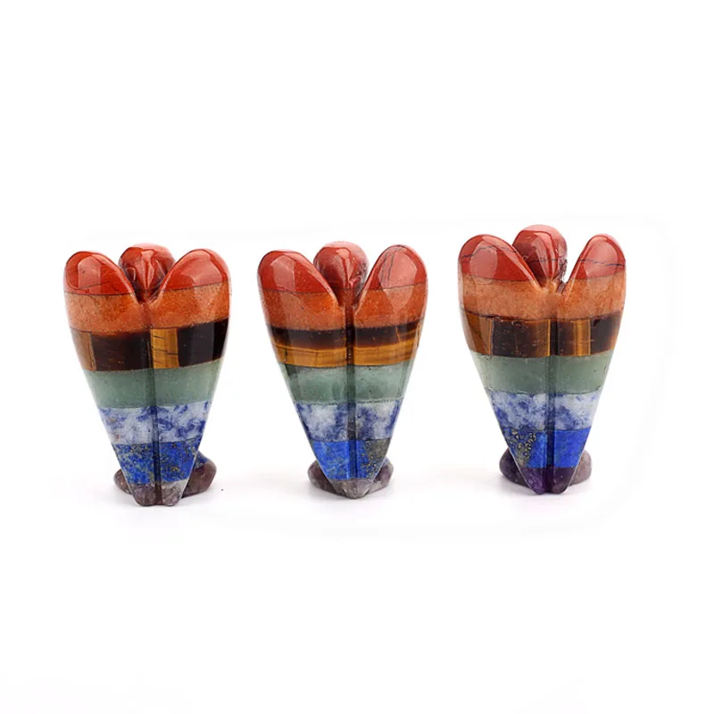 Pocket Stone Healing Craft Angel Statue Carved Natural Stone Crystal Guardian Angel Figurine Chakra Angel Ornaments