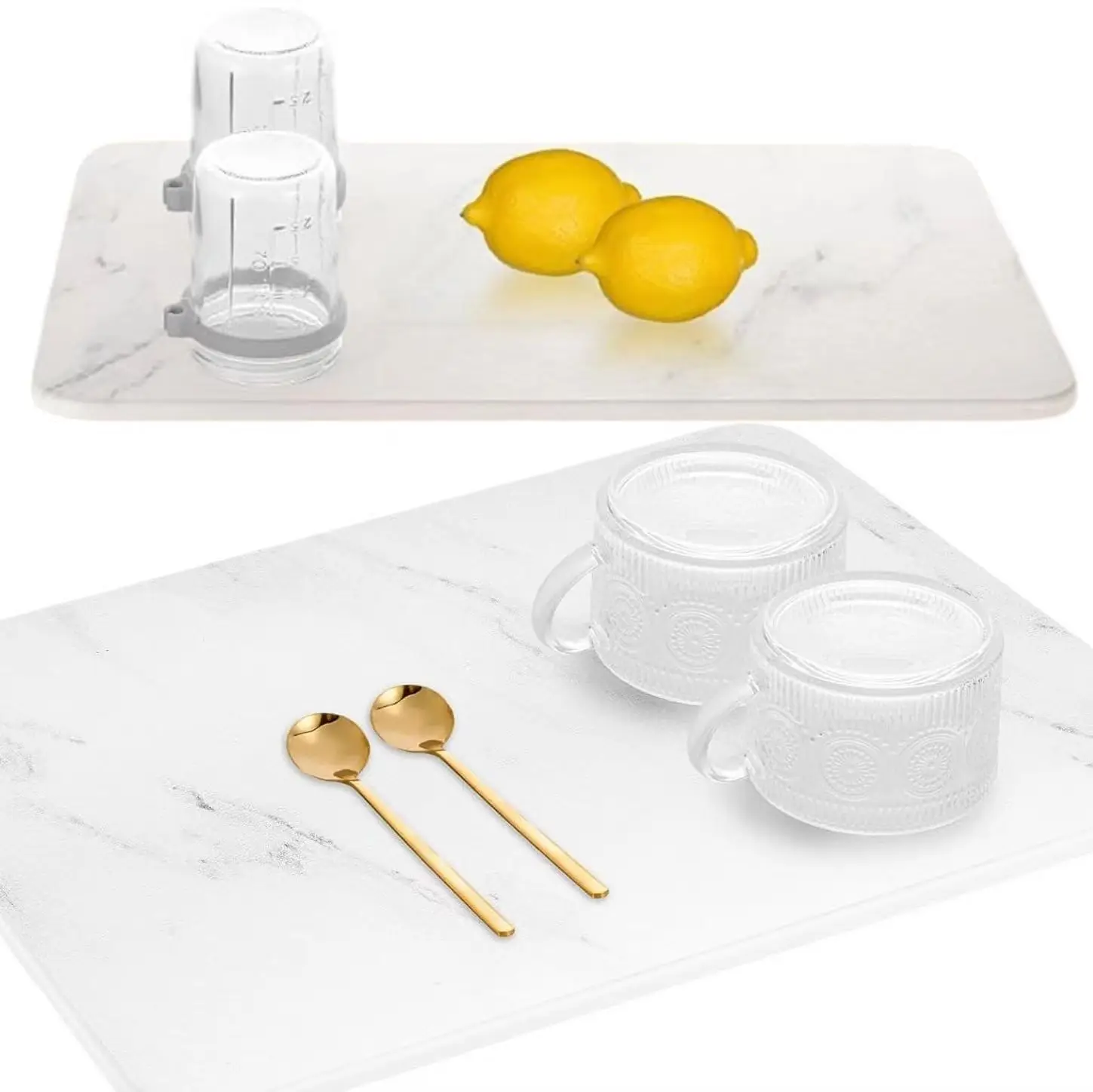 Customized Stone Dish Drying Mat for Kitchen Counter Instant drying diatomite stone kitchen dish mat