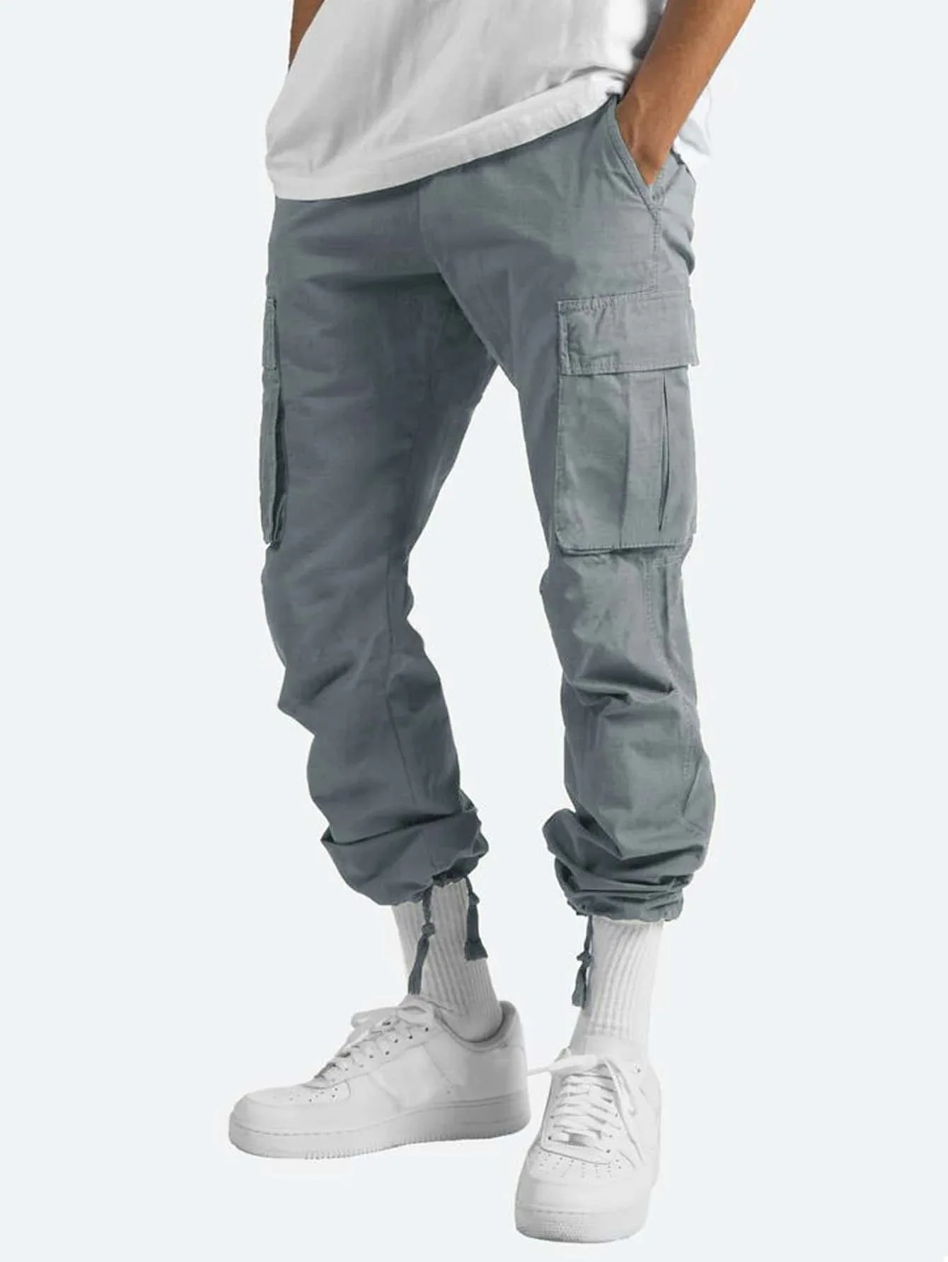 men linen cargo joggers pants